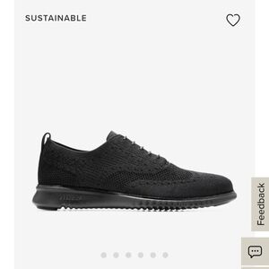Cole Haan Men's 2.Zero Grand Stitchlite Wingtip Oxfords Black  Knit - 8.5